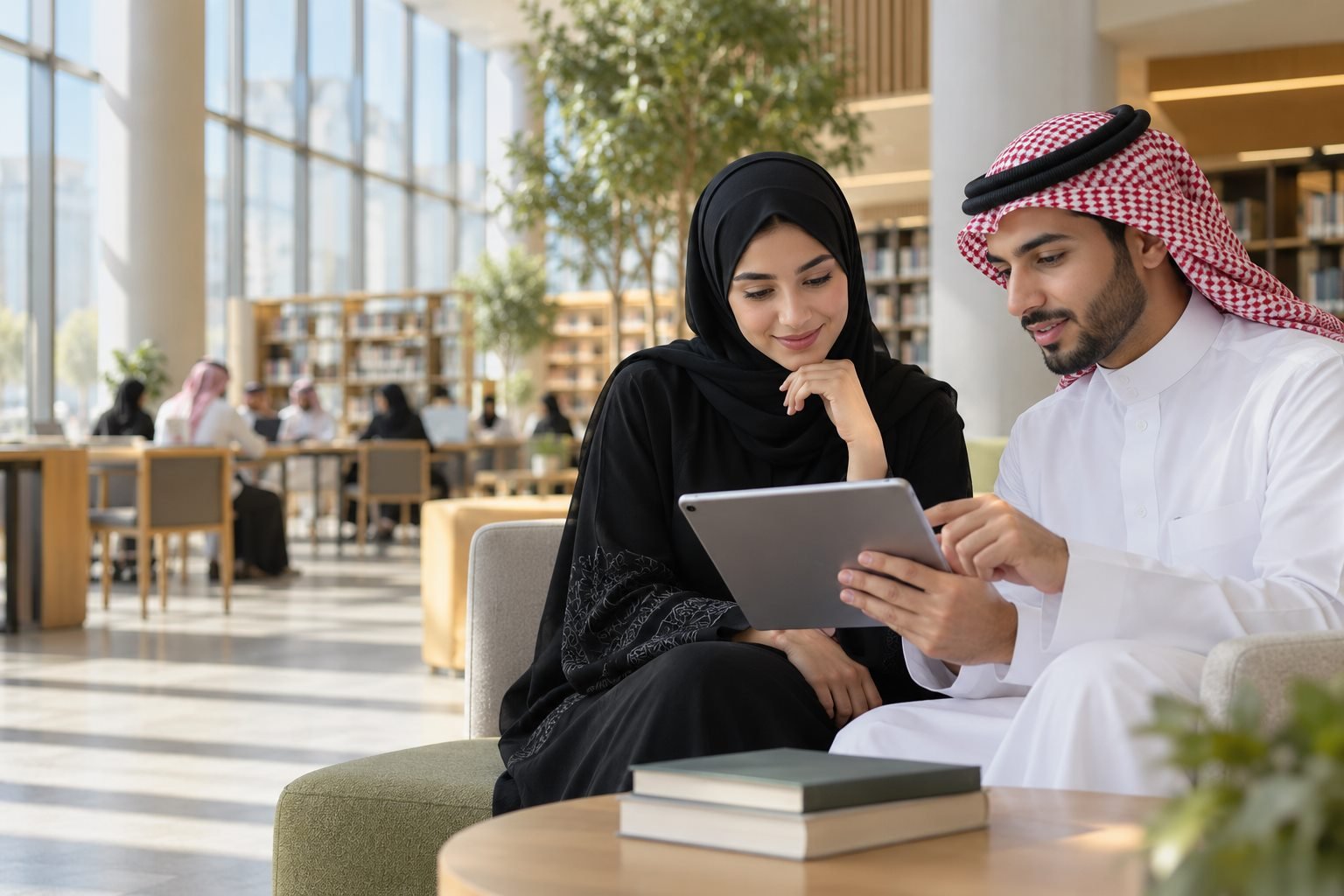 طالبان سعوديان يناقشان مؤشرات جودة برنامج جامعي في حرم أكاديمي