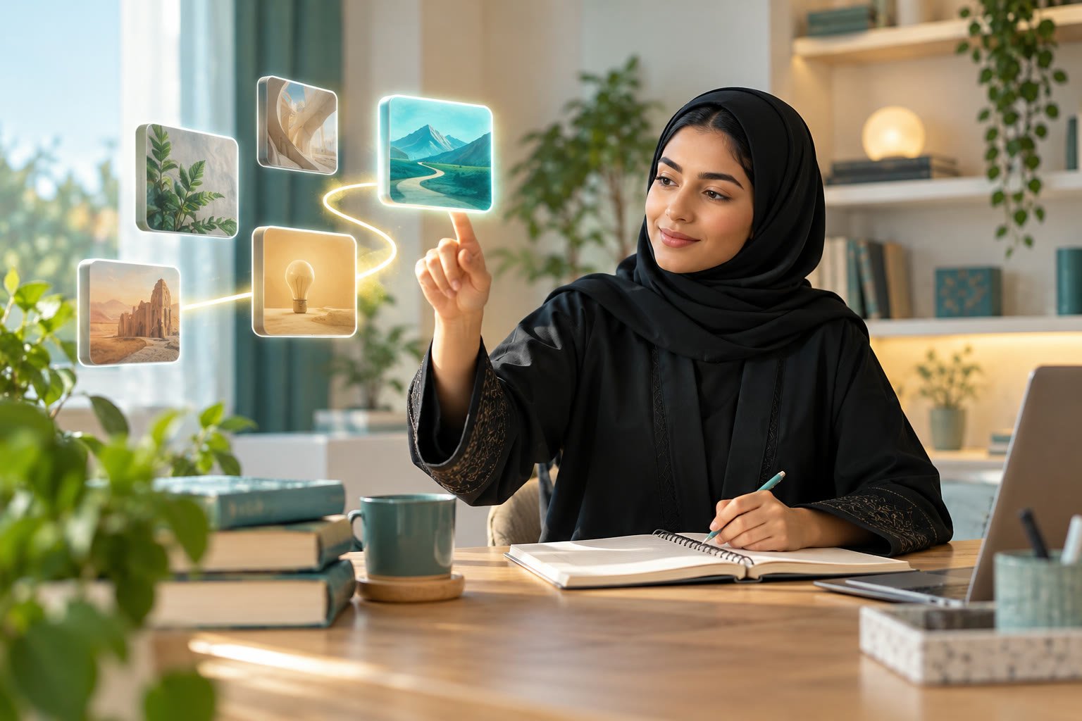 طالبة سعودية تختار دورة إلكترونية مناسبة لهدف مهني بصورة تعليمية