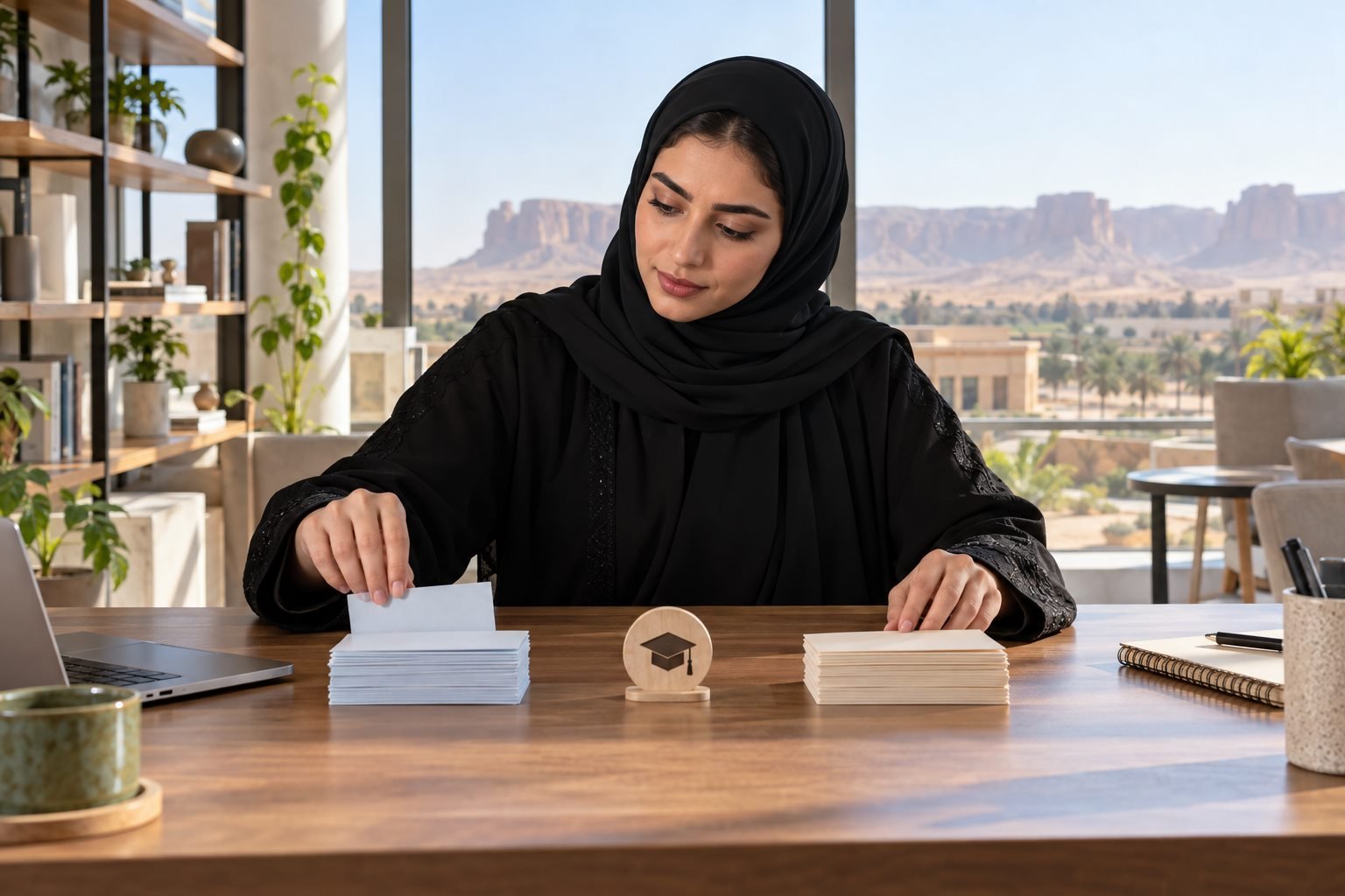 طالبة سعودية تراجع برامج بكالوريوس ودبلوم جامعية