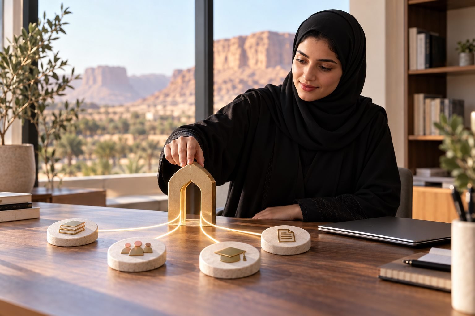 طالبة سعودية تستخدم حساباً جامعياً موحداً للوصول إلى خدمات دراسية