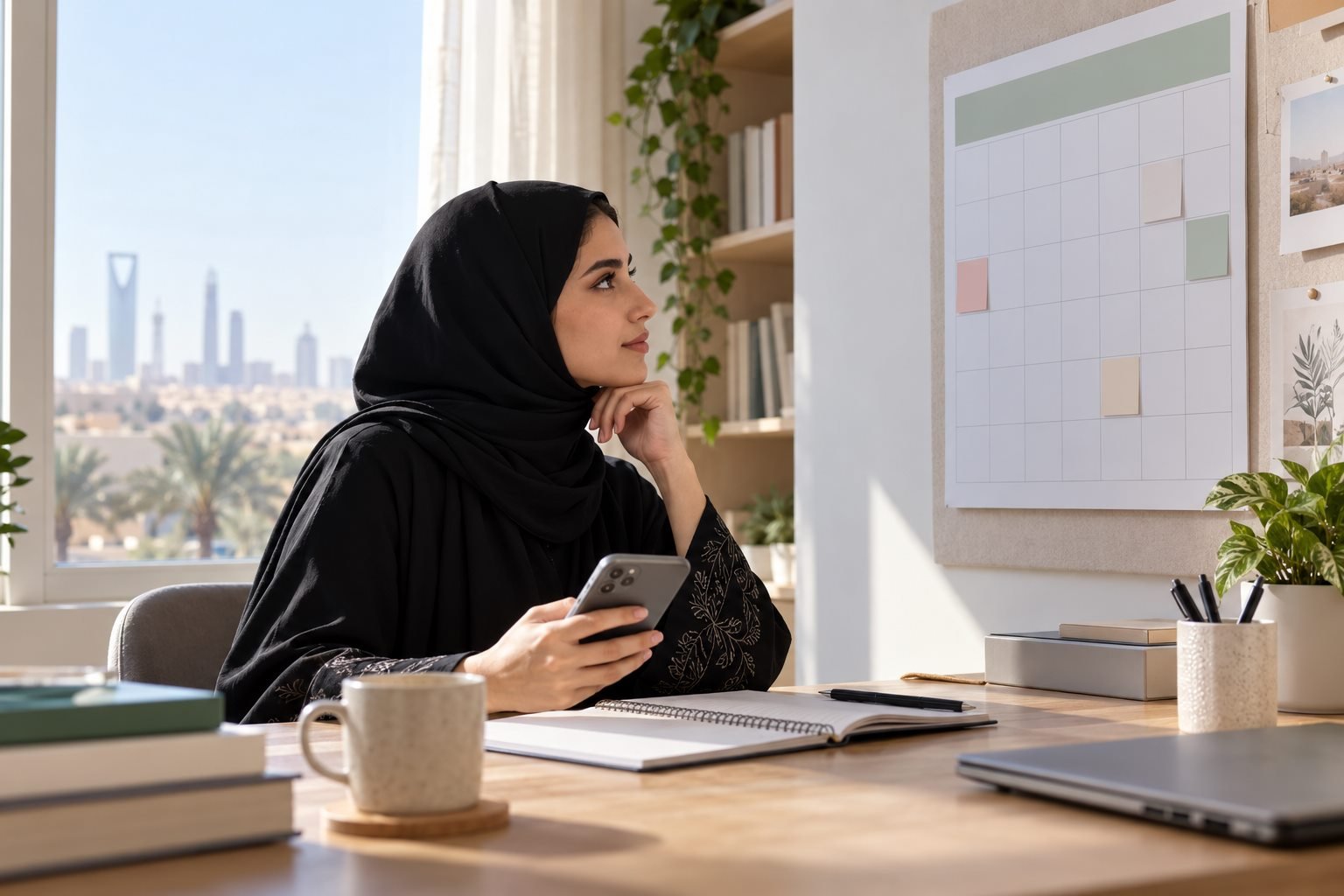 طالبة سعودية تراجع تقويم قبول جامعي وإعلانات رسمية