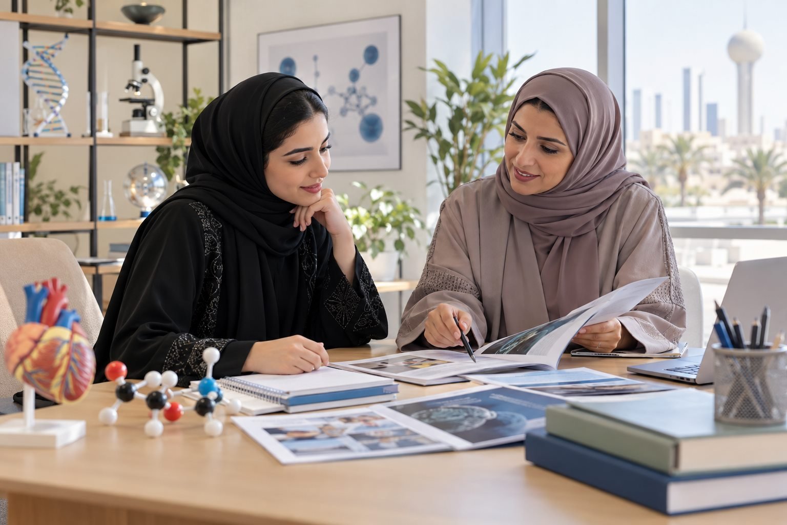 طالبة سعودية تراجع دليل قبول ومسارات جامعية صحية وعلمية