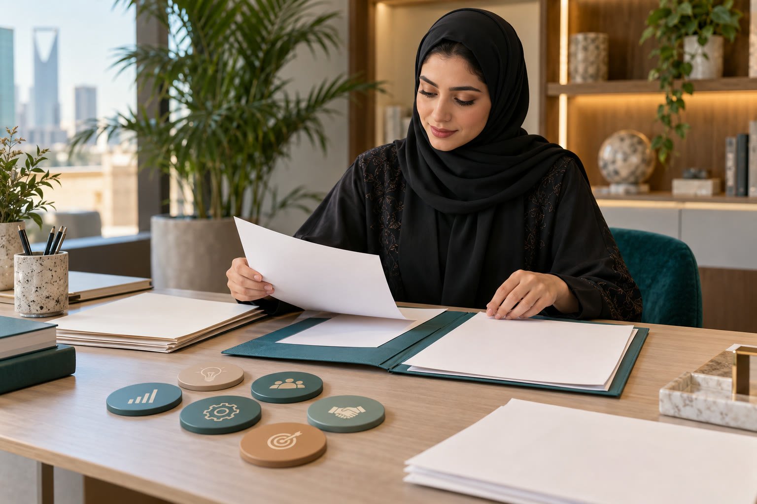 خريجة سعودية تنظم السيرة الذاتية والشهادات المهنية قبل التقديم