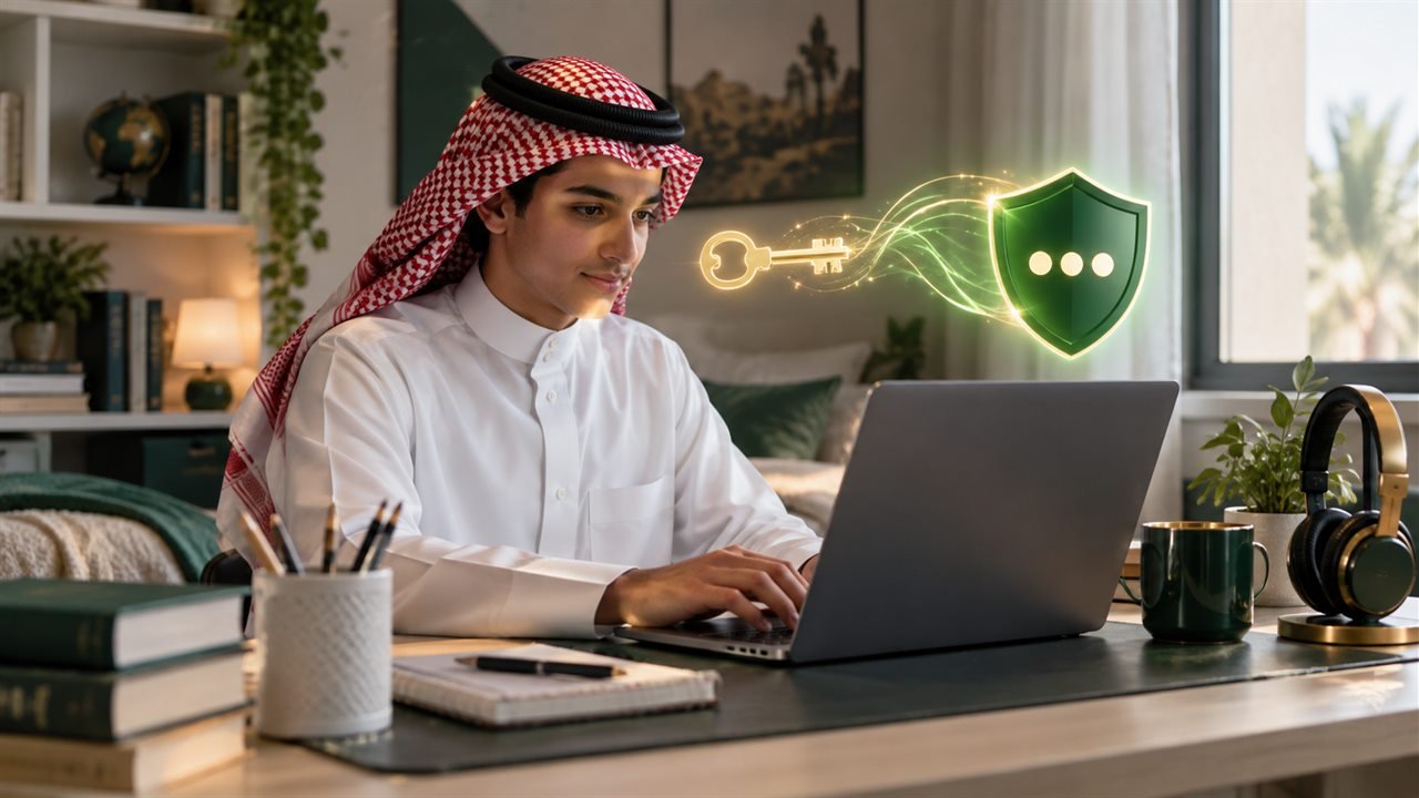 طالب سعودي يحدّث كلمة مرور حسابه التعليمي بأمان