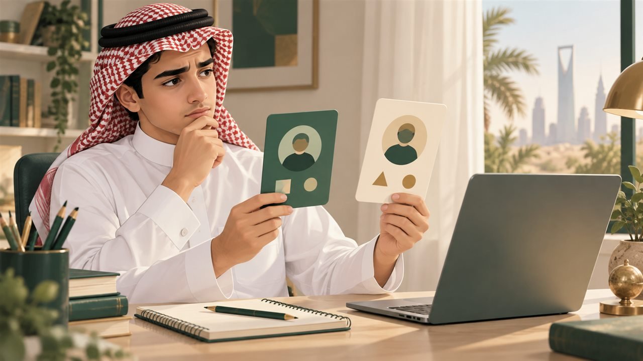 طالب سعودي يقارن بين هويتين رقميتين مجردتين لمعرفة الحساب الصحيح