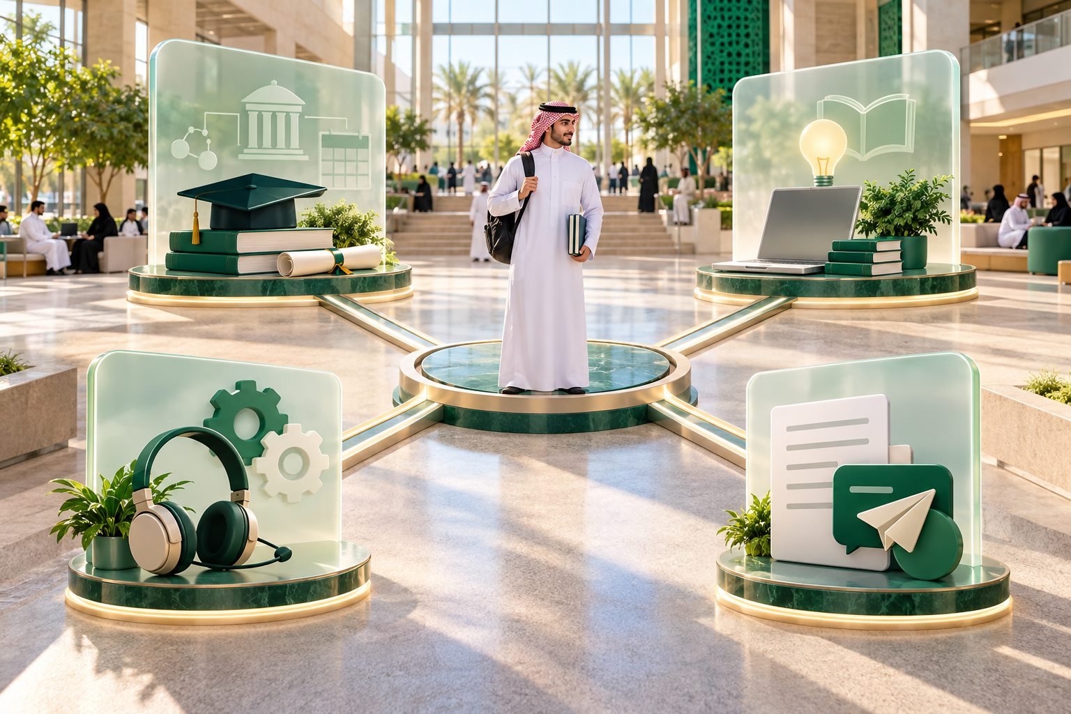 طالب سعودي يراجع بوابة تجمع الأنظمة والخدمات الجامعية