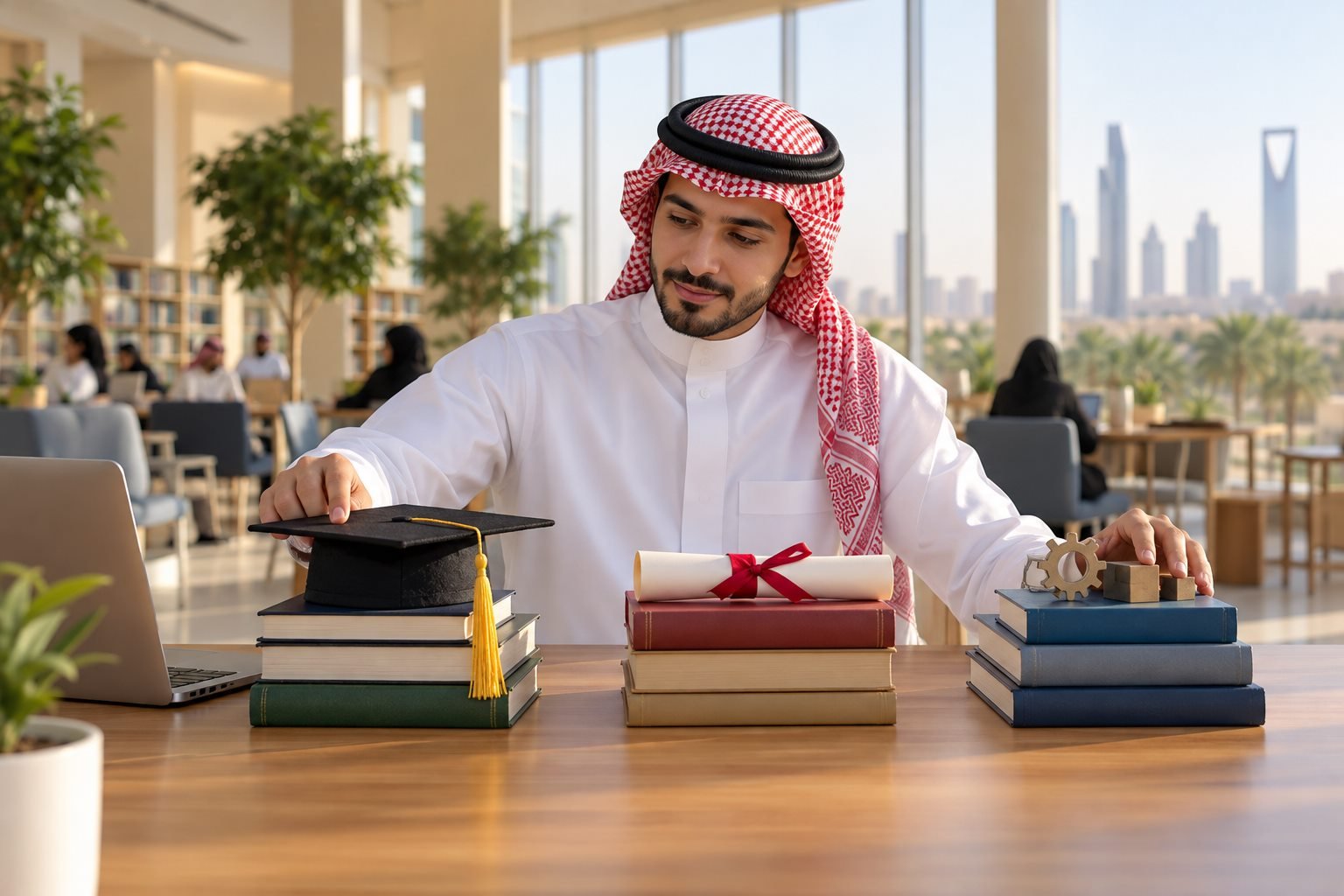 طالب سعودي يراجع برامج بكالوريوس ودبلوم في منصة قبول موحدة