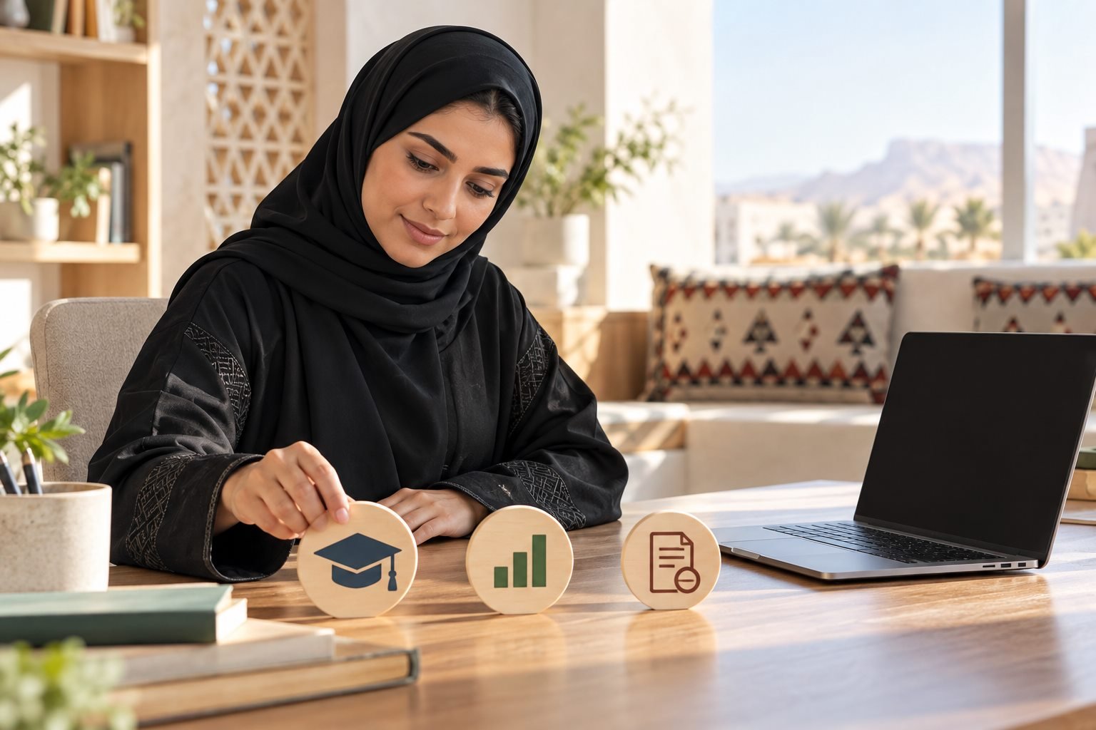 طالبة سعودية تراجع خدمات النظام الأكاديمي ونتائج المقررات