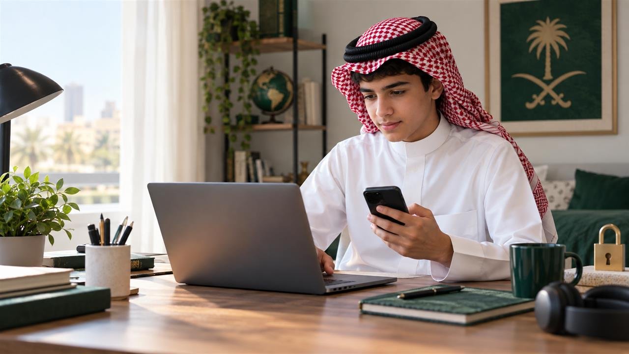 طالب سعودي يستعيد بيانات الدخول باستخدام هاتف وحاسوب محمول ضمن دليل تجاوز محاولات رمز التحقق في استعادة مدرستي