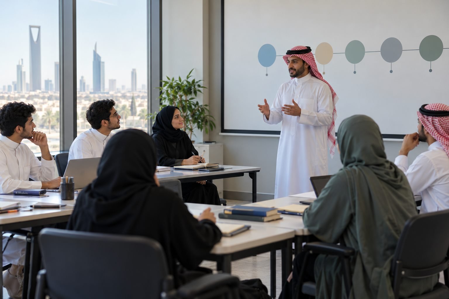 طلاب سعوديون يطلعون على خطة برنامج جامعي جديد في لقاء تعريفي