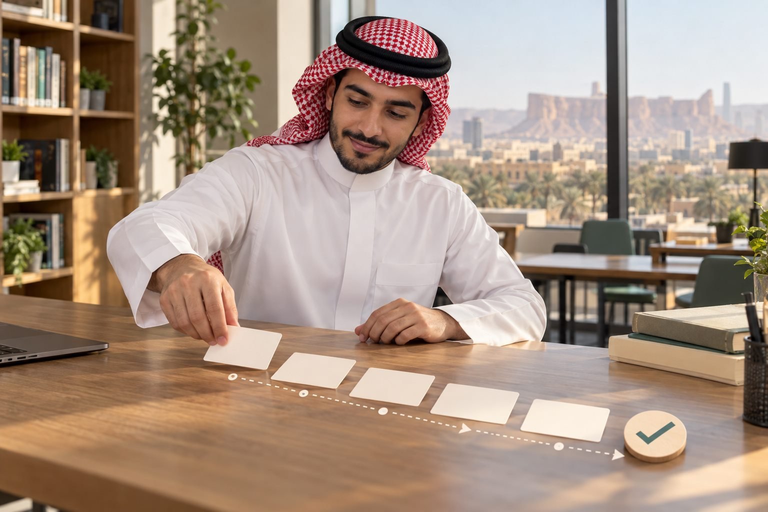 طالب سعودي يراجع دليل القبول ويرتب رغبات تخصصات جامعية