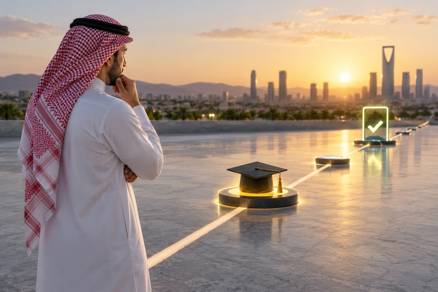 طالب سعودي يفحص عمر شهادة الثانوية مقابل شروط برنامج جامعي
