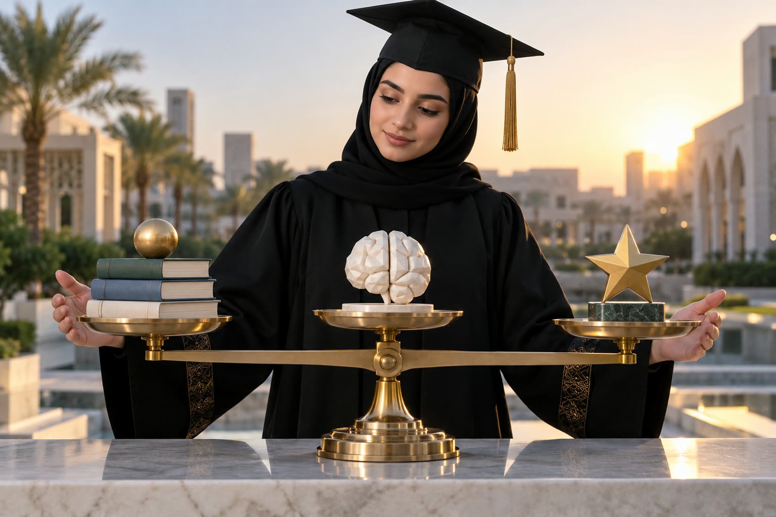 طالبة سعودية توازن الثانوية والقدرات والتحصيلي لفهم النسبة الموزونة