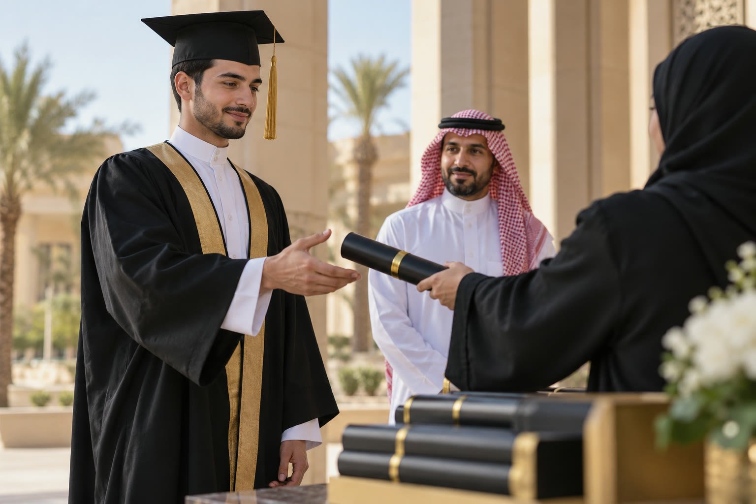 خريج سعودي يجهز إثبات الاستلام بعد إشعار تنفيذ طلب الشهادة