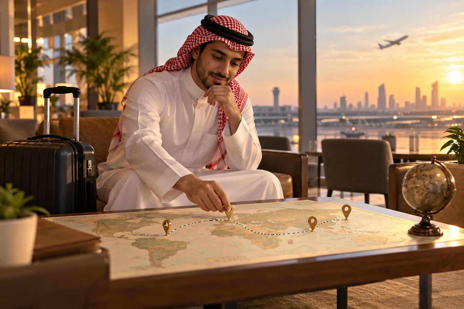 مبتعث سعودي يخطط لمسار السفر بعد صدور قرار الابتعاث