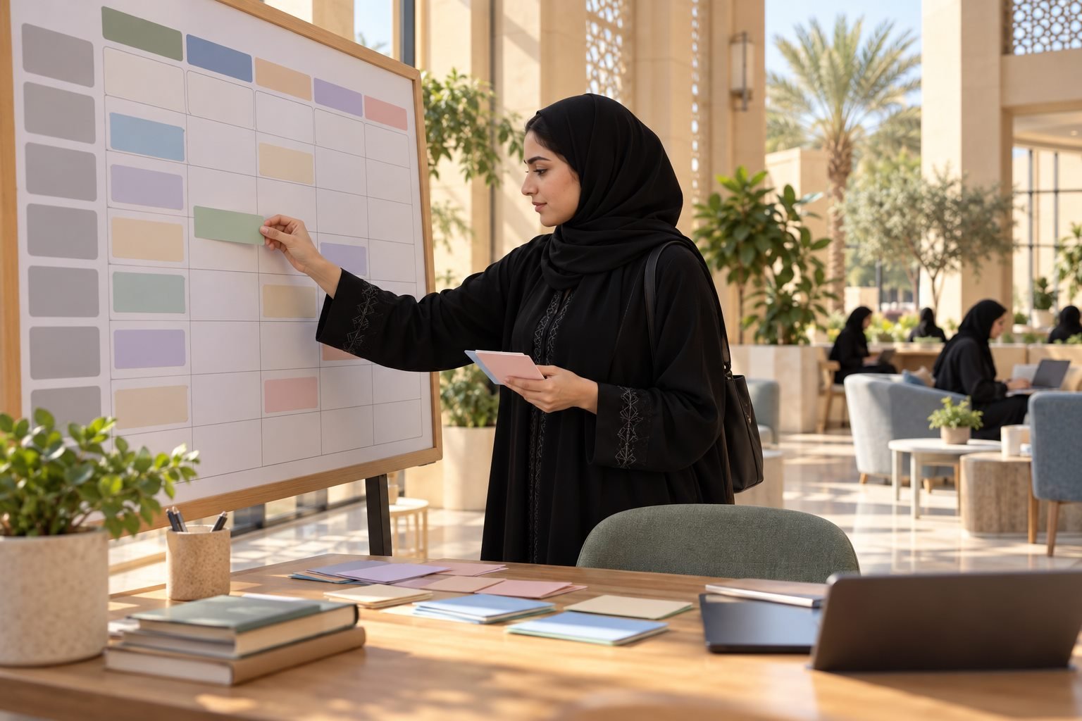 طالبة سعودية تستعرض الجدول الدراسي وخدمات البوابة الأكاديمية