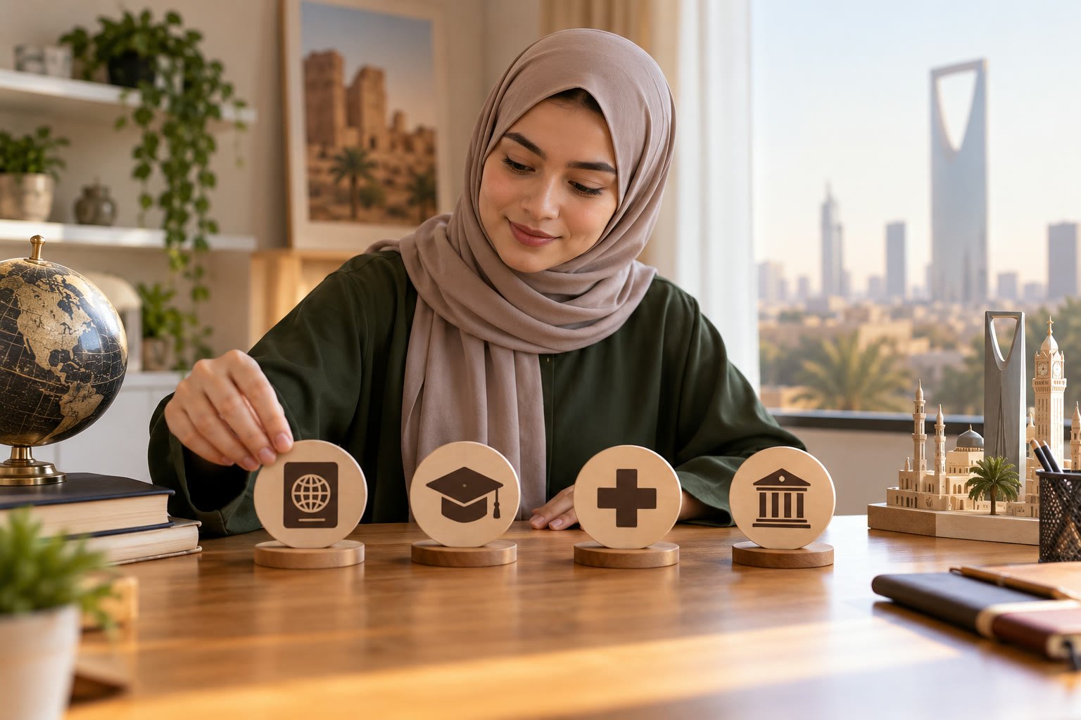 طالبة دولية ترتب الجواز والشهادة والتقرير الطبي قبل الدراسة في السعودية