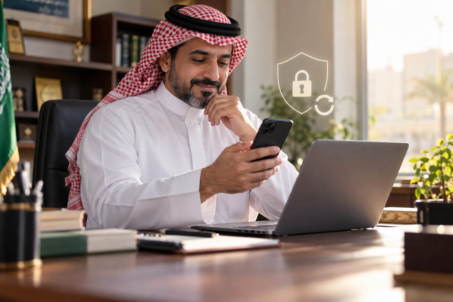 مدير مدرسة سعودي يستعيد وصول حساب تعليمي بأمان عبر هاتف وحاسوب