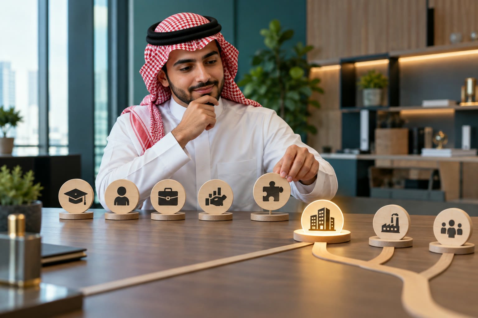 خريج سعودي يراجع شروط فرصة تدريب عملي قبل التقديم بصورة مفاهيمية