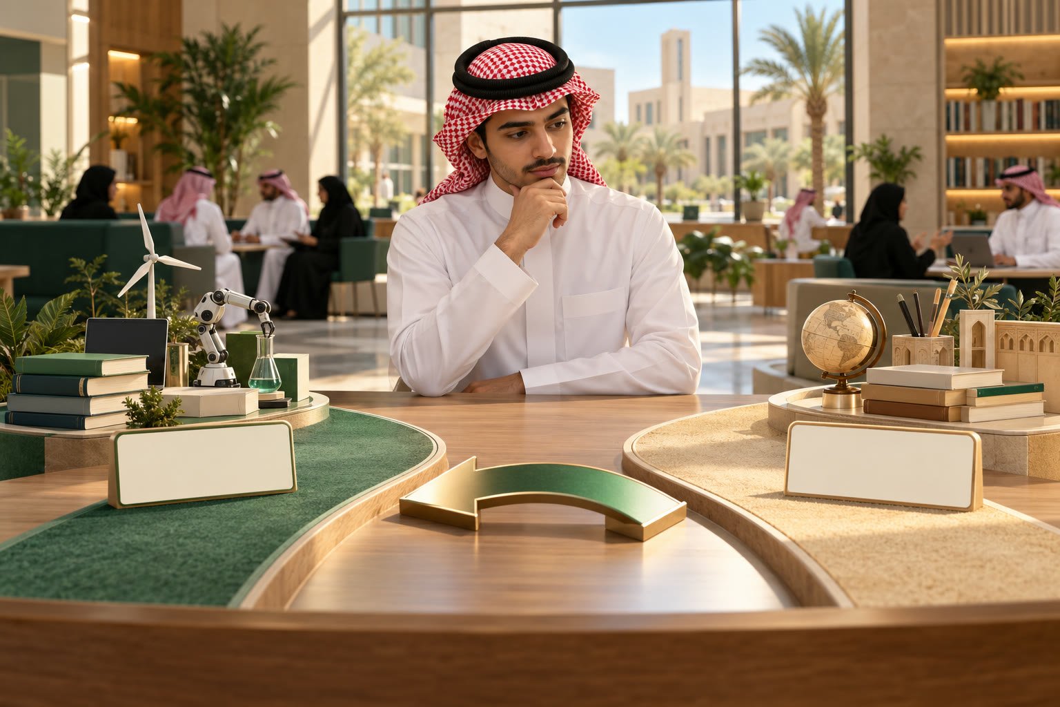 طالب سعودي يقارن تخصصين قبل طلب التحويل الداخلي
